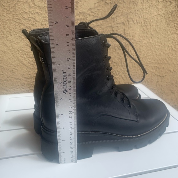 Sam Edelman black leather military combat platform shoelaces boots size 9.5 - Picture 7 of 16